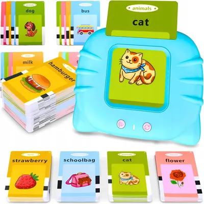 Produktbild von Lernkarten Lesegerät Englisch für Kinder mit 112 Karten und 224 Wörtern, Interaktives Lernspielzeug mit Audio und USB-Akku