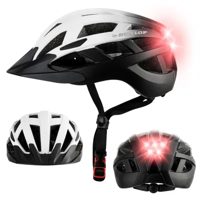 Produktbild von Fahrradhelm mit Licht - Sofort gesehen Werden - Ultraleichter Spezial Damen Herren Kinder Fahrrad Helm mit Visier und Rücklicht für hohe Sicherheit - Urban Helm Weiß/Schwarz Gr. M