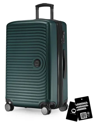 Immagine prodotto di Medium - valigia media + targhetta digitale, valigia da viaggio espandibile trolley da check-in 90L dimensioni cintura 158 cm doppie ruote trolley TSA, verde bosco