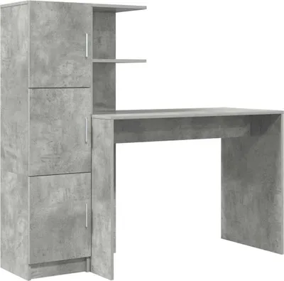 Produktbild von Schreibtisch Beton Grau 133,5 x 50 x 124 cm mit viel Stauraum und stabiler Schreibfläche