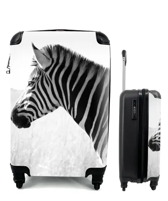 Produktbild von MuchoWow® Koffer Handgepäck Trolley Rollkoffer Kleine Reisekoffer mit 4 Rollen - Zebra im hohen Gras - Cabin Size < 55x40x23 cm & 55x40x20 cm - Fotokoffer - Kabinenkoffer - Boardgepäck - Reise-Box - Reisekoffer - Reisegepäck - Koffer mit Bild - Trolley für Kinder