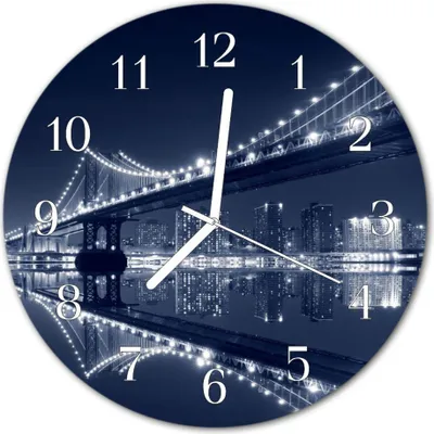 Produktbild von Glasuhr Wanduhr Küchenuhr Echt-Glas 30fi cm Brücke blau