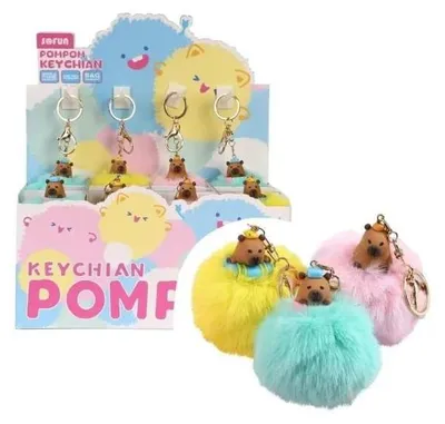 Image de Porte-clés Capybara avec pompon, assortiment - Cresco