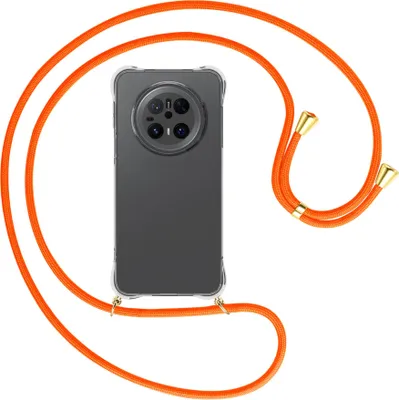 Produktbild von Handykette Backcover-Schutzhülle mit Band (Metall goldfarben) für Huawei Mate 70 - neonorange