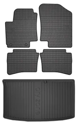 Productafbeelding van Rubberen automatten + kofferbakmat voor Hyundai i20 I 2008-2014 (hatchback) – 5-delig, zwart, op maat – Wielganizator SolidPRO