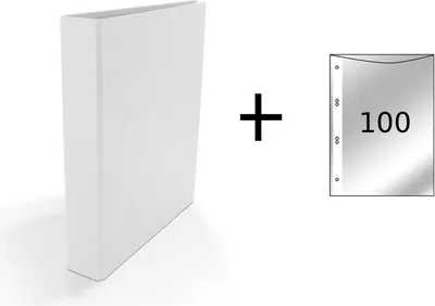 Produktbild von Ringbuch / DIN A5 / 4-Ring Ordner / Farbe: weiß + 100 Prospekthüllen