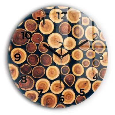 Produktbild von Wallfluent Große Wanduhr – Stilles Quarzuhrwerk - Uhr Dekoration Wohnzimmer Schlafzimmer Küche - Zifferblatt - schwarze Zeiger - 60 cm - Holz