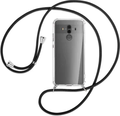 Produktbild von Handykette Backcover-Schutzhülle mit Band (Metall silberfarben) für Huawei Mate 10 Pro - schwarz