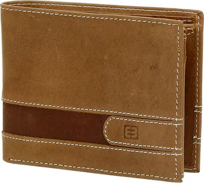 Produktbild von Geldbörse-Portmonee-Geldbeutel-Leder-Braun Hell Querformat-10x12x2,5cm-Bowatex