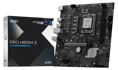Productafbeelding van MSI Moederbord PRO H810M-E, mATX, Socket LGA1851, Intel H810, DDR5 128GB, PCIe 5.0, M.2 Gen4, 2.5G LAN