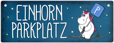 Produktbild von Honeycorns Metallschild mit Einhornparkplatz Motiv Metallschild Wandschild