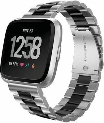 Produktbild von Strap-it Fitbit Versa / Versa 2 Gliederamband (Silber / Schwarz)