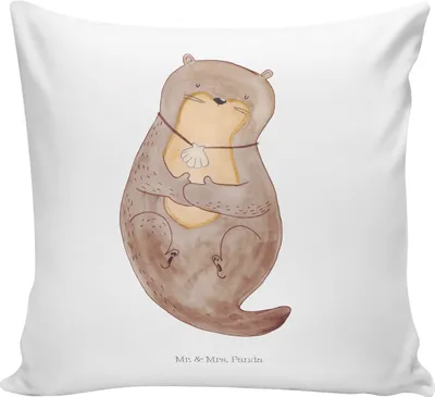 Produktbild von Mr. & Mrs. Panda kuschelkissen 40x40 Otter Muschel - Weiß - Geschenk, Dekokissen, Süß, Sofakissen, Seeotter, Kissen, Sofa, Träumen, Motivation, Zierkissen, wohnzimmer