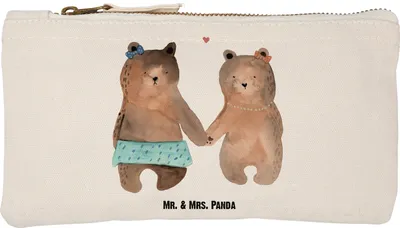 Produktbild von Mr. & Mrs. Panda Federtasche Bär Freundin Größe S Klein - Weiß - Geschenk, Etui, Kulturtasche, Schlampermäppchen, Teddy, Federmappe, Kosmetiktasche