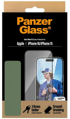 Productafbeelding van PanzerGlass Ultra-Wide Fit Screenprotector voor iPhone 16 - Ultra-Clear case friendly