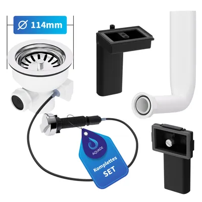 Produktbild von Siebkorbventil Ø114mm 3 1/2" mit Excenterventil Drehbetätigung und Überlauf für Spüle