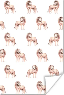 Produktbild von MuchoWow® Poster Löwe - Illustration - Muster 40x60 cm - Plakate für die Wand - Poster Babyzimmer