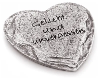 Produktbild von Trauerherz Geliebt und unvergessen grau ca. 6 cm - Grabherz & Gedenkstein