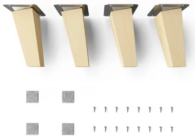Produktbild von 4x sossai Holzfüße eckig - schräge Ausführung 12cm Buche Naturbelassen