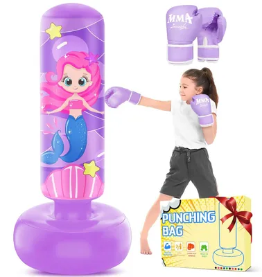 Image de Omgoods - Sac de frappe gonflable pour enfants, avec gants de boxe, 168 cm