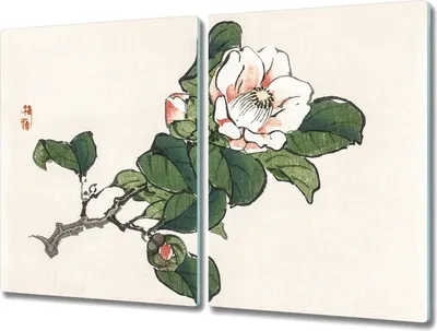 Produktbild von Coloray Hackbrett Küchenbrett Kochplattenabdeckung Schneidebrett Herdabdeckplatte 2x40x52 cm - asiatische Blumen