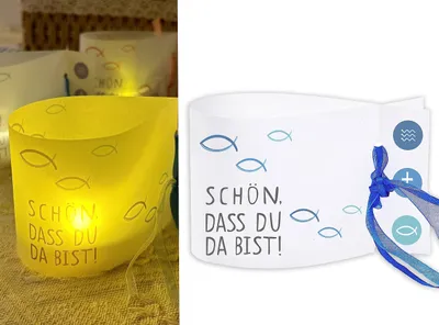 16er-Set Windlichter, blau, 12x8 cm, Tischdeko für Feste