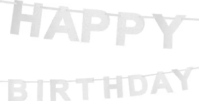 Produktbild von Girlande Happy Birthday silber
