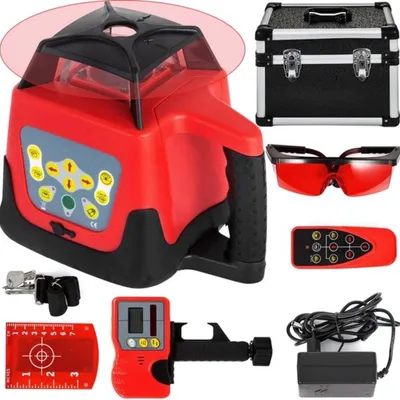 Zdjęcie produktu dla Laser budowlany PRO - Obrotowy samopoziomujący laser krzyżowy - Laser obrotowy 360° - Bez statywu - Wodoodporny przyrząd pomiarowy