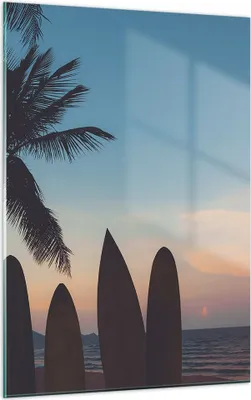 Produktbild von Bilder auf glas - Einteilig - Strand Meer Palme - 50x70cm - Glasbilder - Wandbilder - Bilder - zum Aufhängen bereit - Wanddekoration aus Glas - Glas Bilder - Wandbild auf Glas - GPA50x70-4080