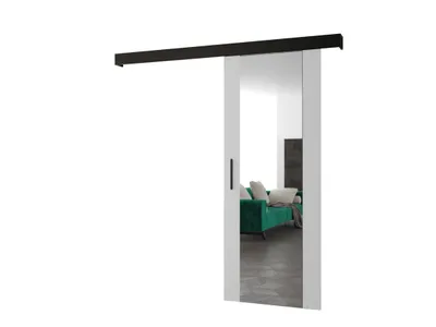 Obrázek produktu pro MOB, Posuvné dveře - 90 cm - Sharlene II (bílý mat + černý mat + černá) (se zrcadlem)