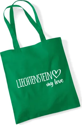 Produktbild von Huuraa Jutebeutel Liechtenstein my love 10 Liter Kelly Green Baumwolle Tasche Geschenkidee
