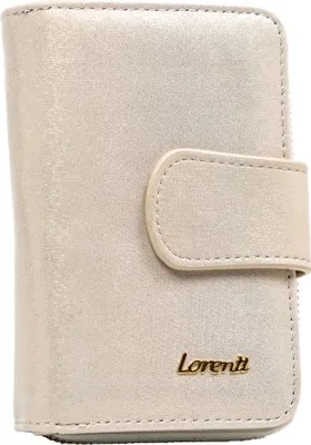 Zdjęcie produktu dla Lorenti | Elegancki portfel, wykonany ze skóry, z zatrzaskiem i zamkiem błyskawicznym, dla kobiet, złoty, 8,5x13 cm