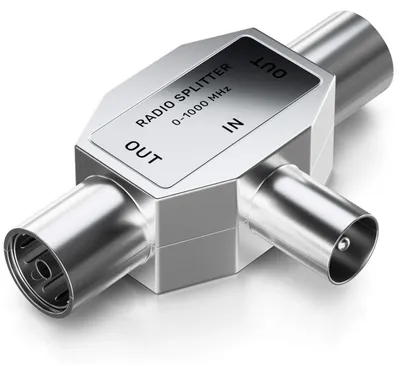 Produktbild von deleyCON Antennen-Verteiler T-Kupplung Radio, 2x Koax-Buchse - Silber