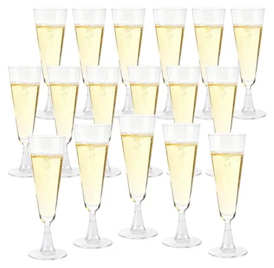 60er-Set Plastik-Champagnerflöten, 150 ml, klar, wiederverwendbar