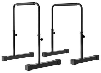Produktbild von Dip-Station, höhenverstellbar 80-105 cm, leicht, rutschfest, bis 120 kg, Stahl, Schwarz