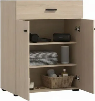 Immagine prodotto di Dmora Mobile da Ingresso Torrice 77x35x98h cm Marrone Rovere Chiaro, un Cassetto 2 Ripiani