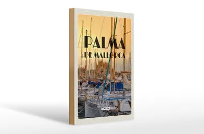 Produktbild von Holzschild Reise 20x30cm Palma de Mallorca Yachten Meer