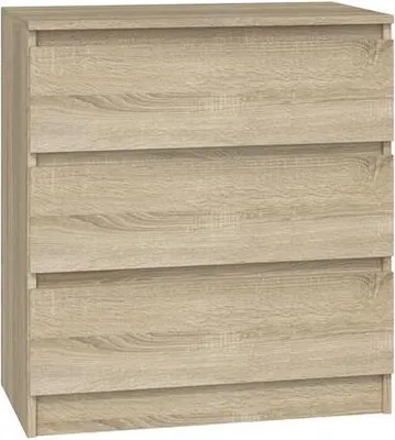 Immagine prodotto di Moderna cassettiera grande con 3 cassetti – MALWA M3 | Colore: rovere Sonoma | Dimensioni: 75x70x40 cm