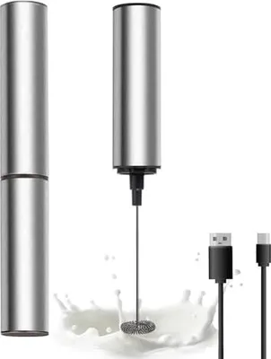 Productafbeelding van Oplaadbare handmatige melkschuimer, handmatige koffiemelkopschuimer met USB, zilver