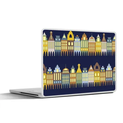 Produktbild von MuchoWow® Laptop Aufkleber Sticker Cover Muster - Häuser - Gebäude 25x18 cm - Laptop-Deko