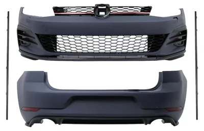 Imagen del producto de Kit de carrocería para VW Golf 7 VII (2013-2017), modelo 7.5, diseño GTI: parachoques delantero, parrilla del radiador y faldones laterales.