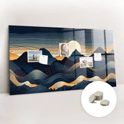 Obrázek produktu pro Magnetická Tabule na Zeď Skleněná - Memo Board Kleněnou Přední Stranou - 5 magnetů v balení - 120x60 cm - Krajina při západu slunce