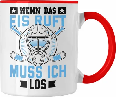 Produktbild von Trendation - Eishockey Tasse Geschenk Eishockey-Spieler Kinder Geschenkideen (Rot)