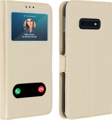 Zdjęcie produktu dla Samsung Galaxy S10e Flip Cover z podwójnym okienkiem i funkcją podstawki - złoty