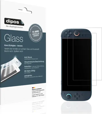 Produktbild von 2x Schutzfolie für Nintendo Switch 2 2025 matt - Anti-Shock 9H Folie dipos Glass Kunststoffglas