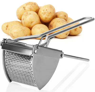 Produktbild von com-four® Kartoffelpresse aus rostfreiem Edelstahl, spülmaschinengeeignet - Spätzlepresse - Spaghettieispresse - Kartoffelstampfer