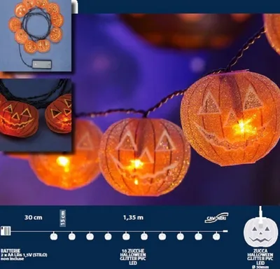 Produktbild von LED Halloween Lichterkette 10er Kürbis Batteriebetrieb innen 35096