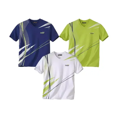 Produktbild von Atlas For Men - T-Shirt für Herren (3er-Pack) AF336 (L) (Weiß/Marineblau/Limone)