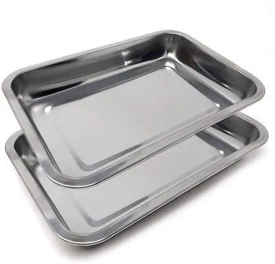 Obrázek produktu pro Sada podnosů – obdélníkové hluboké misky – nerezová ocel – 36 x 27 cm