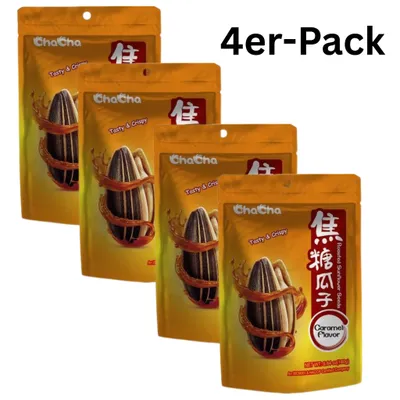 Produktbild von 4er-Pack Chacha Geröstete Sonnenblumenkerne Karamell-Geschmack 160g